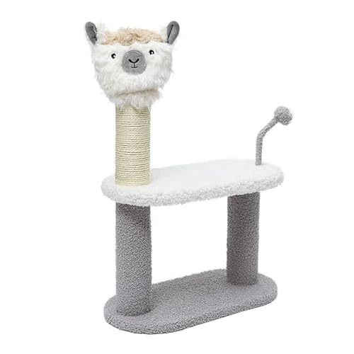 Kratzbaumturm Haustierkatzen-Klettergerüst in Alpakaform mit lustigem Katzenball Kleiner und mittelgroßer Katzenkratzbaum Katzenturm für Zimmerkatzen (Farbe: C) von MOLVUS