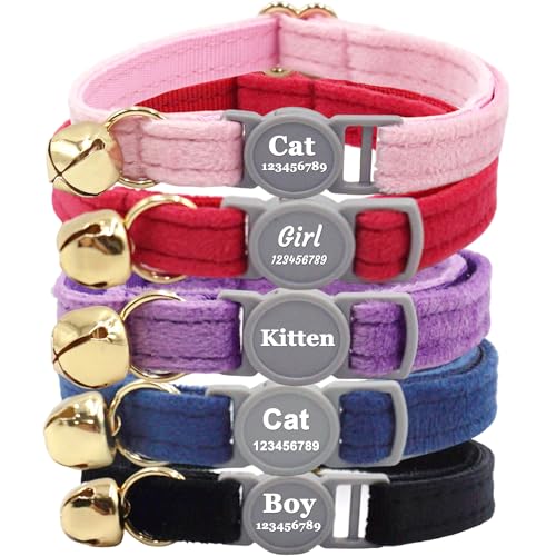 Halsband Katze mit Sicherheitsverschluss und glöckchen, GPS Tracker Airtag Hülle, Katzenhalsband mit Namen und Telefonnummer, Katzenhalsbänder Länge 6-12 inch Eingestellt für Katzen von MOMGEGE
