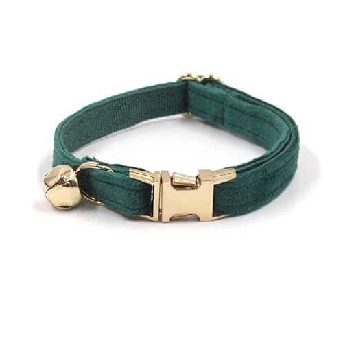 Personalisiertes Katzenhalsband mit Namensschild, verstellbares Samt Katzenhalsband mit Glocke, Haustier Halsband mit Name Telefonnummer Gravierte ID Tags (Christmas Green) von MOMGEGE