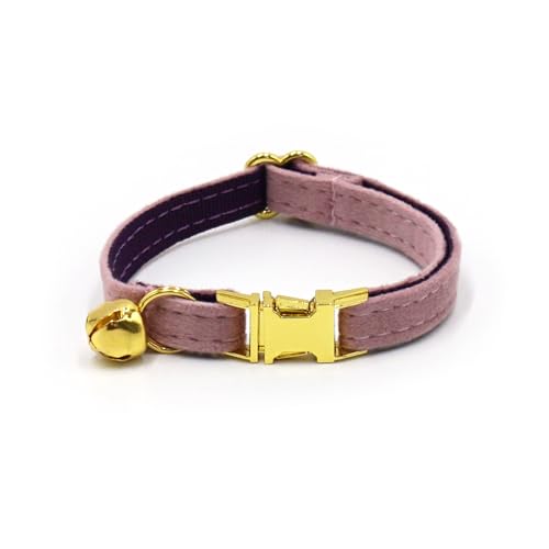 Personalisiertes Katzenhalsband mit Namensschild, verstellbares Samt Katzenhalsband mit Glocke, Haustier Halsband mit Name Telefonnummer Gravierte ID Tags (Pink Purple) von MOMGEGE