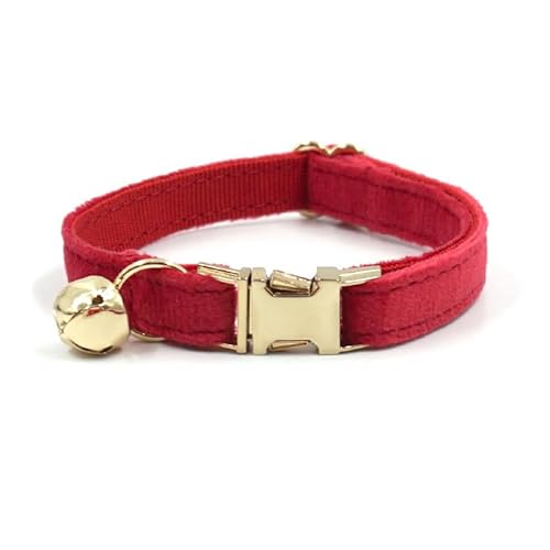 Personalisiertes Katzenhalsband mit Namensschild, verstellbares Samt Katzenhalsband mit Glocke, Haustier Halsband mit Name Telefonnummer Gravierte ID Tags (Red) von MOMGEGE