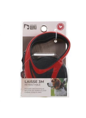 MON AMI LUKI - Ausziehbare Hundeleine, kabelgebunden, 10 kg, Rot und Schwarz, 500 cm MON AMI LUKI - Ausziehbare Hundeleine, kabelgebunden, 10 kg, Rot und Schwarz, 500 cm von MON AMI LUKI