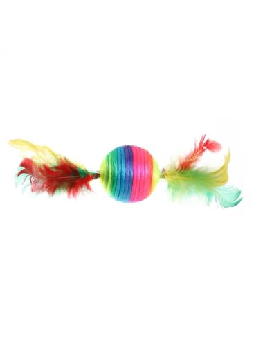 MON AMI LUKI - Spielzeug Ball + Federn – für Katzen – 100 % Synthetik von MON AMI LUKI