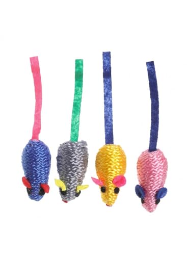 MON AMI LUKI - Spielzeug mit 4 Mäusen, mehrfarbig – für Katzen – 100 % Synthetik von MON AMI LUKI