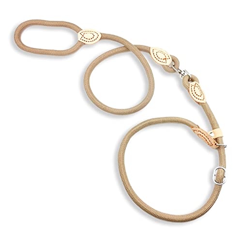 MONKIMAU Hundeleine mit Zugstopp Halsband Set für große Hunde - Leine Nylon 1,4cm x 150cm (beige) von MONKIMAU