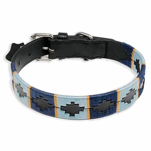 Monkimau Halsband Hund echt Leder Hunde Halsbänder Polo Design Lederhalsband schwarz verstellbar Dog Collar Hundehalsband (L: 27mm x 65cm) von MONKIMAU