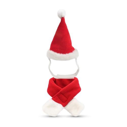 MONOJLY Festliches Haustier-Set mit Weihnachtsmütze und Schal, verkleiden Sie Ihren pelzigen Freund! Weihnachtsfoto-Requisiten für Hunde und Katzen Zubehör von MONOJLY
