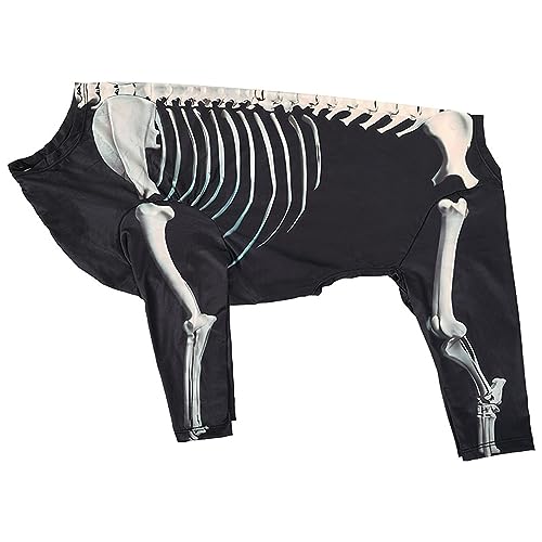 MONOJLY Hundebekleidung für große Rassen, Halloween-Skelett-Kostüm, Kapuzenpullover, Shirt, Bichon, 4 Beine, Sweatshirt, Größe M, Welpenmode T-Shirt von MONOJLY