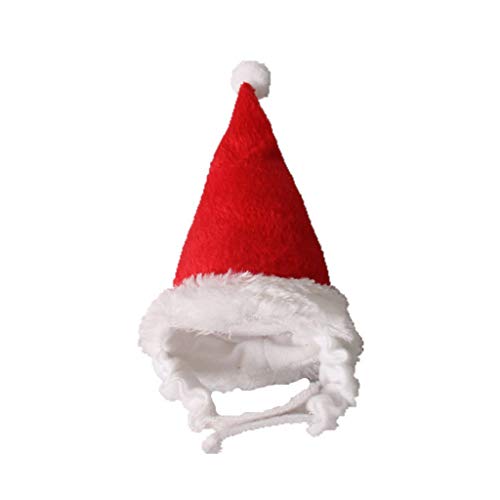 MONOJLY Kawaii Weihnachtsmütze, Hamster, Nikolausmütze mit weißem Bommel, verstellbare Weihnachts-Kopfbedeckung, Frettchen, Kaninchen, Kleintierzubehör von MONOJLY