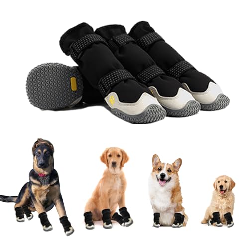 MOOB Hundeschuhe für große Hunde, Hundeschuhe und Pfotenschutz, Hundeschuhe für große Hunde, 4 mittelgroße Hundeschuhe mit robuster Anti-Rutsch-Sohle und reflektierend für verschneite Tage (Größe 4) MOOB Hundeschuhe für große Hunde, Hundeschuhe und Pfotenschutz, Hundeschuhe für große Hunde, 4 mittelgroße Hundeschuhe mit robuster Anti-Rutsch-Sohle und reflektierend für verschneite Tage (Größe 4) von MOOB