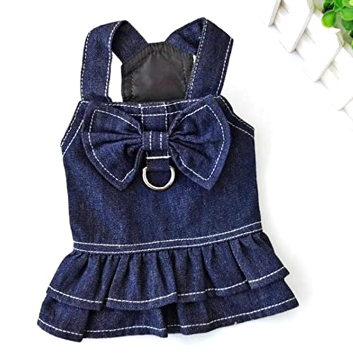 MOOCO MORNING Hund Jeans Kleid Katze Denim T-Shirt Frühling Sommer Haustier Kleidung für kleine Hunde Pudel Weste Welpenrock Outdoor Hundegeschirr Kleidung von MOOCO MORNING