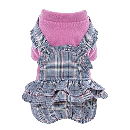 MOOCO MORNING Plaid Lacness Pet Dog Jumpsuit Thicken Winter Dog Clothes For Small Dogs Puppy Clothing Chihuahua Jackets Pudel Teddy Costume von MOOCO MORNING
