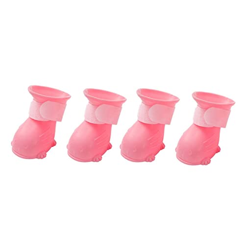 MOOCO MORNING Welpenschuhe Haustier Hund Regenstiefel Wasserdicht Rutschfest Bequeme Regenschuhe Niedlich Outdoor Weich Silikon Schuhe Pfote Fuß Set Chihuahua von MOOCO MORNING