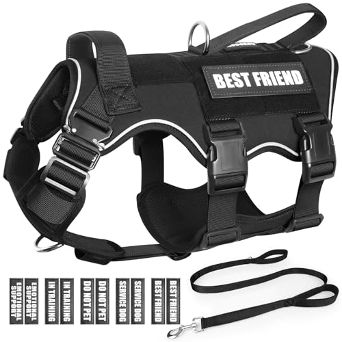 MOOGROU Taktisches Diensthunde-Set mit Weste und Leine, strapazierfähiges Geschirr mit Metallschnallen für mittelgroße Hunde, verstellbar, kein Ziehen, Haustierweste mit Patches für Training, Arbeit MOOGROU Taktisches Diensthunde-Set mit Weste und Leine, strapazierfähiges Geschirr mit Metallschnallen für mittelgroße Hunde, verstellbar, kein Ziehen, Haustierweste mit Patches für Training, Arbeit von MOOGROU