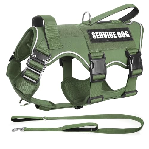 MOOGROU Taktisches Service-Hundegeschirr und Leine, strapazierfähiges Hundegeschirr mit Metallschnallen für große Hunde, verstellbar, kein Ziehen, Haustierweste mit 10 Patches, für Training, Arbeit MOOGROU Taktisches Service-Hundegeschirr und Leine, strapazierfähiges Hundegeschirr mit Metallschnallen für große Hunde, verstellbar, kein Ziehen, Haustierweste mit 10 Patches, für Training, Arbeit von MOOGROU