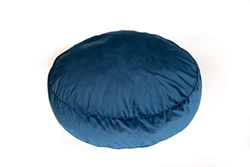 MOOI Moon Hundebett aus kuscheligem Velvet-Stoff, rund, Füllung aus hautsympathischem 100% Polyester-Watte und -Kügelchen, waschmaschinengeeignet bei 30 °C, in 2 Größen verfügbar, Blau, 65x65x17 von MOOI