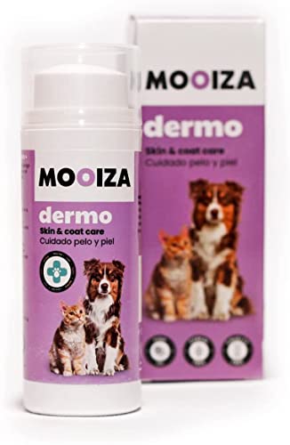 MOOIZA DERMO Haut- und Fellpflege für Hund und Katze. Nahrungsergänzung mit Omega 3 und Leinöl flüssig im Spender als Pump Booster für gesunde Haut und glänzendes Fell Hunde und Katzen. von MOOIZA