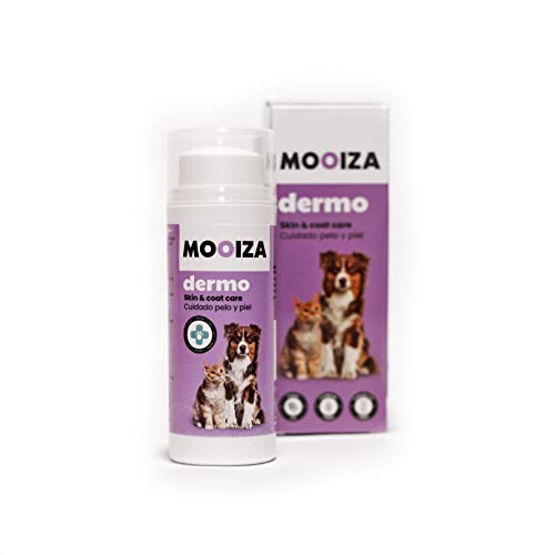 MOOIZA DERMO Haut- und Fellpflege für Hund und Katze. Nahrungsergänzung mit Omega 3 und Leinöl flüssig im Spender als Pump Booster für gesunde Haut und glänzendes Fell Hunde und Katzen. von MOOIZA