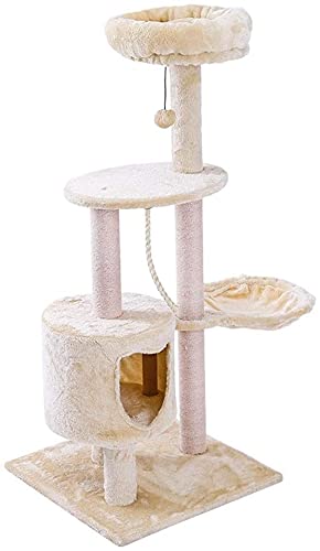 MOOZLE 110 cm großer Katzenbaum, mehrstöckiger Katzenturm, Möbel mit Körben, Pelzball und Sisalseil, Kätzchen-Spielhaus von MOOZLE