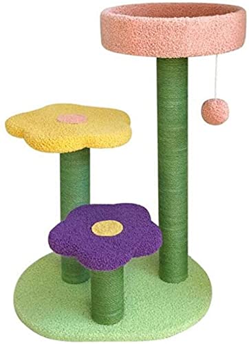 MOOZLE Klettergerüst Katzen Blumen, Kratzbrett, Sisalsäule, geeignet für Schleifen von Pfoten und Ruhe, 49 x 37 x 70 cm von MOOZLE