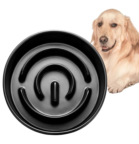 MOPANG Anti-Schling Napf für Hunde, Keramik Slow Feeder, Langsame Fütterung für Mittelgroße/Große Hunde, Ø 21 cm, 1000ml, Dunkelgrau MOPANG Anti-Schling Napf für Hunde, Keramik Slow Feeder, Langsame Fütterung für Mittelgroße/Große Hunde, Ø 21 cm, 1000ml, Dunkelgrau von MOPANG