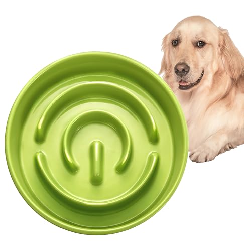 MOPANG Anti-Schling Napf, Antischlingnapf Keramik, Slow Feeder für Mittelgroßer/Großer Hund, Langsame Fütterung, Ø 21cm, 1000ml, Lindgrün von MOPANG
