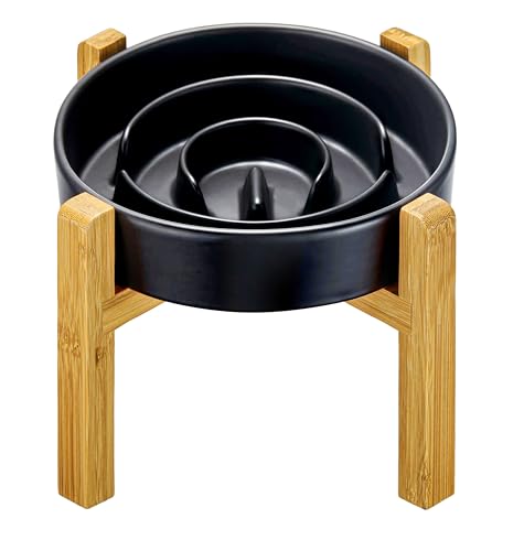 MOPANG Keramik Slow Feeder Hundenäpfe erhöht, 2.0 Tassen Slow Feeder für mittelgroße und große Hunde, Puzzle Labyrinth Bowl zum Verlangsamen des Essens, 850.5 g, 20.3 cm, Schwarz MOPANG Keramik Slow Feeder Hundenäpfe erhöht, 2.0 Tassen Slow Feeder für mittelgroße und große Hunde, Puzzle Labyrinth Bowl zum Verlangsamen des Essens, 850.5 g, 20.3 cm, Schwarz von MOPANG