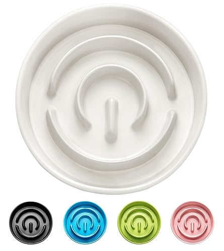 MOPANG Keramik Slow Feeder Hundenäpfe 2.0 Tassen Slow Feeder für mittelgroße und große Hunde, Puzzle Labyrinth Bowl zum Verlangsamen des Essens, 850.5 g, 20.3 cm, Weiß von MOPANG