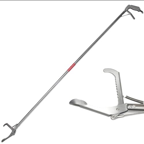 MORECP Professionelle Schlangen-Greifzange, Edelstahl, mit faltbarer breiter Backe, Reptilien-Handling-Werkzeug, Schlangenfänger, 152,4 cm von MORECP