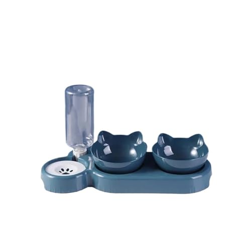 Futternapf für Katzen und Katzen, mit Wasserflasche, automatischer Trinknapf, Katzenfutter, Haustier-Bewässerung, Blau von MORENTSU