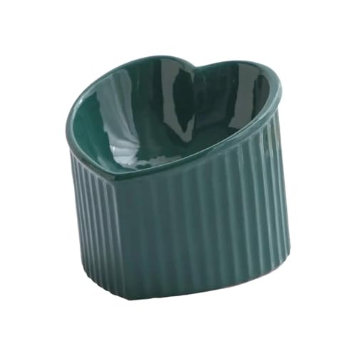 Keramik-Napf, geneigt, erhöht, Herzform, rutschfest, niedlich, für Katzen, Kätzchen, kleine Hunde, funktionale Breite 14 cm, handgefertigt, Dunkelgrün Keramik-Napf, geneigt, erhöht, Herzform, rutschfest, niedlich, für Katzen, Kätzchen, kleine Hunde, funktionale Breite 14 cm, handgefertigt, Dunkelgrün von MORENTSU
