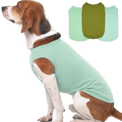 3er-Pack Hunde-T-Shirts mit grünem Streifen, leichte, ärmellose Hemden für mittelgroße Hunde, atmungsaktive Sommerweste für den Außenbereich, Insektenschutz und Komfort für die Klimaanlage im 3er-Pack Hunde-T-Shirts mit grünem Streifen, leichte, ärmellose Hemden für mittelgroße Hunde, atmungsaktive Sommerweste für den Außenbereich, Insektenschutz und Komfort für die Klimaanlage im von MORVIGIVE