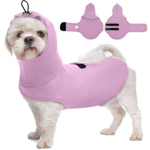 Angstweste für Hunde, verstellbar mit Brust und Kapuze, Größe XS, ärmelloses, leichtes Beruhigungsshirt für Welpen, Anti-Angst-Jacke für Kälte, Feuerwerk, Geräusch, Violett von MORVIGIVE