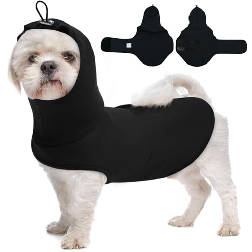 Anti-Angstweste, beruhigender Kapuzenpullover für kleine Hunde, Angstjacke zur Trennung, verstellbarer Kordelzug an Brust und Kapuze, atmungsaktiv, für alle Jahreszeiten, Schwarz, Größe XS Anti-Angstweste, beruhigender Kapuzenpullover für kleine Hunde, Angstjacke zur Trennung, verstellbarer Kordelzug an Brust und Kapuze, atmungsaktiv, für alle Jahreszeiten, Schwarz, Größe XS von MORVIGIVE