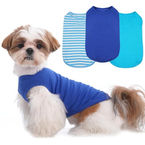 Blaue gestreifte T-Shirts für kleine Hunde, leichtes ärmelloses T-Shirt-Set für Frühling und Sommer, hält die Körperwärme nach dem Training, atmungsaktiv, einfarbiges Hunde-Shirt für Partys, Shih Tzu Blaue gestreifte T-Shirts für kleine Hunde, leichtes ärmelloses T-Shirt-Set für Frühling und Sommer, hält die Körperwärme nach dem Training, atmungsaktiv, einfarbiges Hunde-Shirt für Partys, Shih Tzu von MORVIGIVE