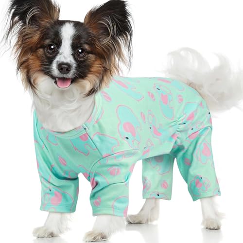 Einteiler für mittelgroße Hunde für kleine Rassen – niedlich bedruckter Schlafanzug mit 4 Beinen, weiche, bequeme Kleidung für den täglichen Gebrauch, warmer Overall mit Bauchwickel, Erholung bei von MORVIGIVE
