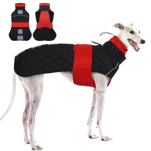 Greyhound Saluki Warmer Hundemantel – Rot, XXL – wasserdichter Wintermantel mit verstellbaren Bändern, Rollkragen Greyhound Saluki Warmer Hundemantel – Rot, XXL – wasserdichter Wintermantel mit verstellbaren Bändern, Rollkragen von MORVIGIVE