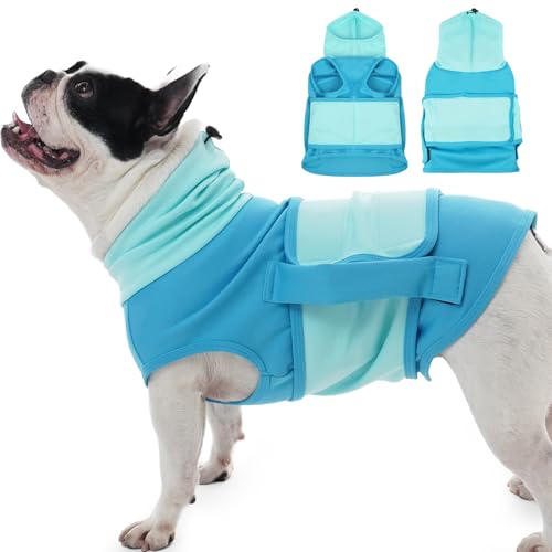 Hunde-Angstjacke, verstellbar, beruhigende Jacke für kleine Rassen, ärmellos und leicht, hoher Hals, hält Kopf und Ohren für Feuerwerk, Anti-Angst-Shirt für französische Bulldoggen, Blau, Größe M Hunde-Angstjacke, verstellbar, beruhigende Jacke für kleine Rassen, ärmellos und leicht, hoher Hals, hält Kopf und Ohren für Feuerwerk, Anti-Angst-Shirt für französische Bulldoggen, Blau, Größe M von MORVIGIVE