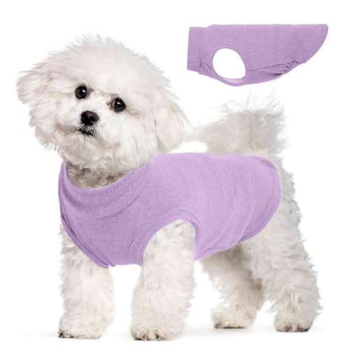 Hunde-Fleeceweste, Lila, S, warmes und dehnbares Sweatshirt | ärmelloser leichter Pullover, Pullover-Design für kleine Hunde, Chihuahua-Kleidung, Papillon, Zwergspitz von MORVIGIVE
