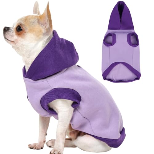 Hunde-Kapuzenpullover für kleine Hunde, ärmellos, weich, warm, mit Loch für die Leine, mit Kapuze, gemütliches Tragen, freie Bewegung, Reisen von MORVIGIVE