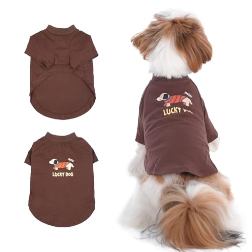 Hunde-Shirt, Hunde-T-Shirts für kleine Hunde, bedrucktes Hunde-T-Shirt, kleine Hunde-Shirts mit Ärmeln, Dackel-Hunde-Shirt, atmungsaktiv, leicht, weich, maschinenwaschbar, Braun, Größe S Hunde-Shirt, Hunde-T-Shirts für kleine Hunde, bedrucktes Hunde-T-Shirt, kleine Hunde-Shirts mit Ärmeln, Dackel-Hunde-Shirt, atmungsaktiv, leicht, weich, maschinenwaschbar, Braun, Größe S von MORVIGIVE