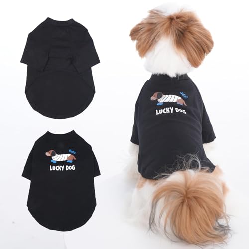 Hunde-Shirt, Hunde-T-Shirts für kleine Hunde, bedrucktes Hunde-T-Shirt, kleine Hunde-Shirts mit Ärmeln, Dackel-Hunde-Shirt, atmungsaktiv, leicht, weich, maschinenwaschbar, Schwarz, Größe S Hunde-Shirt, Hunde-T-Shirts für kleine Hunde, bedrucktes Hunde-T-Shirt, kleine Hunde-Shirts mit Ärmeln, Dackel-Hunde-Shirt, atmungsaktiv, leicht, weich, maschinenwaschbar, Schwarz, Größe S von MORVIGIVE