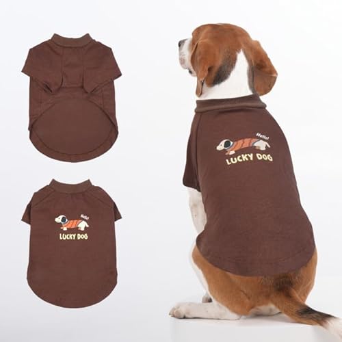 Hunde-Shirts, Haustier-Shirts für mittelgroße Hunde, leicht, mit Ärmeln, niedlicher Druck, für alle Jahreszeiten, weich, atmungsaktiv, maschinenwaschbar, Braun, Größe XL Hunde-Shirts, Haustier-Shirts für mittelgroße Hunde, leicht, mit Ärmeln, niedlicher Druck, für alle Jahreszeiten, weich, atmungsaktiv, maschinenwaschbar, Braun, Größe XL von MORVIGIVE