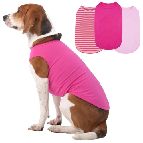 Hunde-Shirts für mittelgroße Hunde und Mädchen, ärmelloses T-Shirt-Set für Frühling und Sommer, für drinnen und draußen, atmungsaktiv und leicht, niedliches Party-Fotokleid, Rosa, Größe XL, 3er-Pack Hunde-Shirts für mittelgroße Hunde und Mädchen, ärmelloses T-Shirt-Set für Frühling und Sommer, für drinnen und draußen, atmungsaktiv und leicht, niedliches Party-Fotokleid, Rosa, Größe XL, 3er-Pack von MORVIGIVE