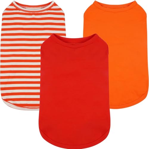 Hunde-T-Shirts, gestreift, Größe XS, ärmellos, für Frühling, Sommer, Outdoor, Sonnenschutz, leicht, für Chihuahua, Lounge, Party, Reisen, Orange, Größe XS, 3er-Pack Hunde-T-Shirts, gestreift, Größe XS, ärmellos, für Frühling, Sommer, Outdoor, Sonnenschutz, leicht, für Chihuahua, Lounge, Party, Reisen, Orange, Größe XS, 3er-Pack von MORVIGIVE