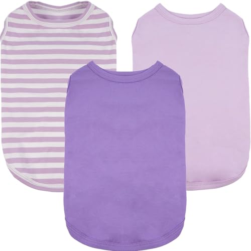 Hunde-T-Shirts für Welpen, Hunde, leicht, ärmellos, für Frühling und Sommer, Insektenschutz, freie Bewegung, weich, maschinenwaschbar, Chihuahua, Violett, XS, 3er-Pack Hunde-T-Shirts für Welpen, Hunde, leicht, ärmellos, für Frühling und Sommer, Insektenschutz, freie Bewegung, weich, maschinenwaschbar, Chihuahua, Violett, XS, 3er-Pack von MORVIGIVE