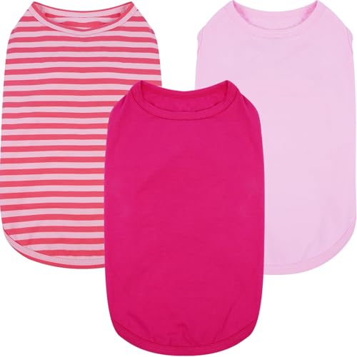 Hunde-T-Shirts für kleine Hunde, leicht, ärmellos, Set für Frühling und Sommer, weich, bequem, einfarbiges Welpenshirt für Party, helle Farben für Urlaubsfotos, 3er-Pack, Rosa Hunde-T-Shirts für kleine Hunde, leicht, ärmellos, Set für Frühling und Sommer, weich, bequem, einfarbiges Welpenshirt für Party, helle Farben für Urlaubsfotos, 3er-Pack, Rosa von MORVIGIVE