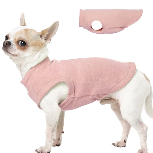 Hundepullover, Fleece, Rosa, Größe XS, dehnbar, ärmellos, warm, leicht, Pullover-Design für Welpen, Chihuahua, Herbst/Winter, Outdoor-Kleidung von MORVIGIVE