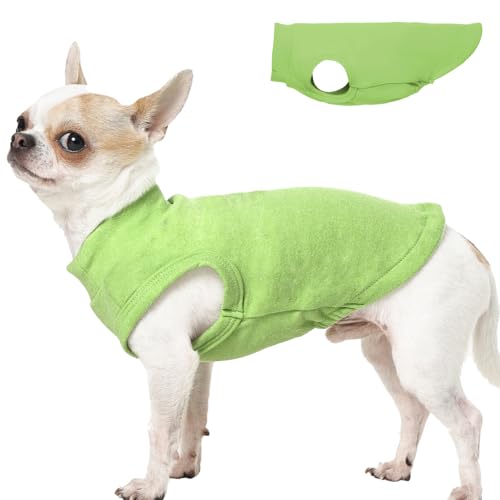Hundepullover aus Fleece, Grün, Größe XS, dehnbar, ärmellos, warm, leicht, Pullover-Design für Welpen, Chihuahua-Kleidung, warmes Haustier-Shirt für den Winter von MORVIGIVE