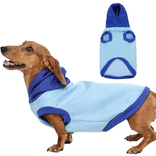 Kapuzenpullover für kleine Hunde, Größe M, ärmellos, gespleißte Kapuzenweste, weiches und warmes Sweatshirt mit Loch für die Leine für einfachen Spaziergang, Herbst- und Winterkleidung für den Kapuzenpullover für kleine Hunde, Größe M, ärmellos, gespleißte Kapuzenweste, weiches und warmes Sweatshirt mit Loch für die Leine für einfachen Spaziergang, Herbst- und Winterkleidung für den von MORVIGIVE